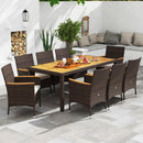 9 Piece Outdoor Dining Set with Acacia Wood Table Top by LJGDeals