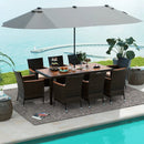 10 Piece Outdoor Dining Set with 15 Feet Double-Sided Twin Patio Umbrella by LJGDeals