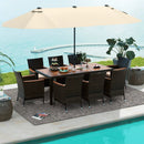 10 Piece Outdoor Dining Set with 15 Feet Double-Sided Twin Patio Umbrella by LJGDeals