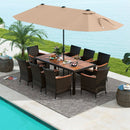 10 Piece Outdoor Dining Set with 15 Feet Double-Sided Twin Patio Umbrella by LJGDeals