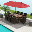 10 Piece Outdoor Dining Set with 15 Feet Double-Sided Twin Patio Umbrella by LJGDeals
