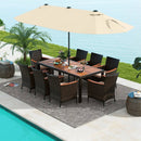10 Piece Outdoor Dining Set with 15 Feet Double-Sided Twin Patio Umbrella by LJGDeals