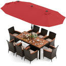 10 Piece Outdoor Dining Set with 15 Feet Double-Sided Twin Patio Umbrella by LJGDeals