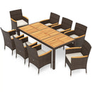 9 Piece Outdoor Dining Set with Acacia Wood Table Top by LJGDeals