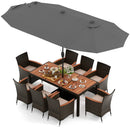 10 Piece Outdoor Dining Set with 15 Feet Double-Sided Twin Patio Umbrella by LJGDeals