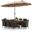 10 Piece Outdoor Dining Set with 15 Feet Double-Sided Twin Patio Umbrella by LJGDeals