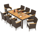 9 Piece Outdoor Dining Set with Acacia Wood Table Top by LJGDeals