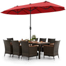10 Piece Outdoor Dining Set with 15 Feet Double-Sided Twin Patio Umbrella by LJGDeals