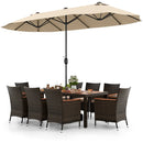 10 Piece Outdoor Dining Set with 15 Feet Double-Sided Twin Patio Umbrella by LJGDeals
