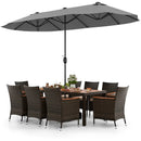 10 Piece Outdoor Dining Set with 15 Feet Double-Sided Twin Patio Umbrella by LJGDeals