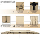 10 Piece Outdoor Dining Set with 15 Feet Double-Sided Twin Patio Umbrella by LJGDeals