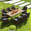 9 Piece Outdoor Dining Set with Acacia Wood Table Top by LJGDeals