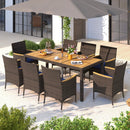 9 Piece Outdoor Dining Set with Acacia Wood Table Top by LJGDeals