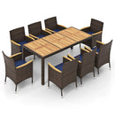 9 Piece Outdoor Dining Set with Acacia Wood Table Top by LJGDeals