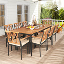 9 Pieces Patio Dining Set with 1.9 Inch Umbrella Hole and Seat Cushions by LJGDeals