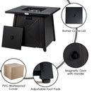 9 Piece Weatherproof Rattan Patio Conversation Set with 30 Inches Propane Fire Pit Table and Dust Covers by LJGDeals