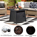 9 Piece Weatherproof Rattan Patio Conversation Set with 30 Inches Propane Fire Pit Table and Dust Covers-Gray