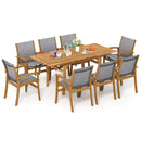 9 Pieces Acacia Wood Patio Dining Set for 6 by LJGDeals