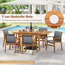 9 Pieces Acacia Wood Patio Dining Set for 6 by LJGDeals