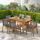 9 Pieces Acacia Wood Patio Dining Set for 6 by LJGDeals