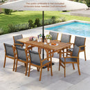 9 Pieces Acacia Wood Patio Dining Set for 6 by LJGDeals