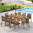 9 Pieces Acacia Wood Patio Dining Set for 6