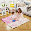 9 Pieces Interlocking Foam Puzzle Floor Mat with 3 Marker Discs