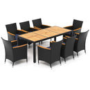 9 Pieces Outdoor Dining Set with Acacia Wood Tabletop by LJGDeals