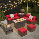 9 Pieces Outdoor Patio Furniture Set with 42 Inch Propane Fire Pit Table by LJGDeals
