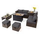 9 Pieces Outdoor Patio Furniture Set with 42 Inch Propane Fire Pit Table-Red by DirectDeals