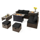 9 Pieces Outdoor Patio Furniture Set with 42 Inch Propane Fire Pit Table by LJGDeals