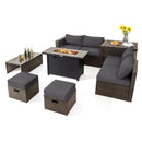 9 Pieces Outdoor Patio Furniture Set with 42 Inch Propane Fire Pit Table by LJGDeals