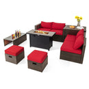 9 Pieces Outdoor Patio Furniture Set with 42 Inch Propane Fire Pit Table by LJGDeals