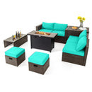 9 Pieces Outdoor Patio Furniture Set with 42 Inch Propane Fire Pit Table by LJGDeals