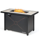 9 Pieces Outdoor Patio Furniture Set with 42 Inch Propane Fire Pit Table-Red