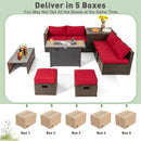 9 Pieces Outdoor Patio Furniture Set with 42 Inch Propane Fire Pit Table by LJGDeals