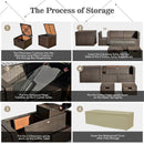 9 Pieces Patio PE Wicker Sectional Set with 50000 BTU Fire Pit Table by LJGDeals