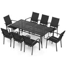 9 Pieces Patio Dining Set for 8 Outdoor Rectangular Table and Stackable Chairs