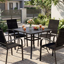 5 Pieces Patio Dining Set for 4 Outdoor Square Table and Stackable Chairs by LJGDeals
