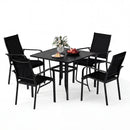 5 Pieces Patio Dining Set for 4 Outdoor Square Table and Stackable Chairs by DirectDeals