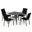 5 Pieces Patio Dining Set for 4 Outdoor Square Table and Stackable Chairs by DirectDeals