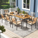 9 Pieces Patio Dining Outdoor Furniture Set with 8 Chairs and Umbrella Hole by LJGDeals