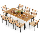 9 Pieces Patio Dining Outdoor Furniture Set with 8 Chairs and Umbrella Hole by LJGDeals