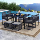 9 Pieces Patio Dining Set with Cushions for Yard Garden-Gray by LJGDeals