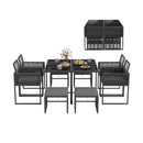 9 Pieces Patio Dining Set with Cushions for Yard Garden-Gray by LJGDeals