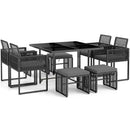 9 Pieces Patio Dining Set with Cushions for Yard Garden-Gray by LJGDeals