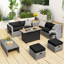9 Pieces Patio Furniture Set with 42 Inches 60000 BTU Fire Pit by LJGDeals