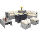 9 Pieces Patio Furniture Set with 42 Inches 60000 BTU Fire Pit-Black by DirectDeals