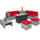 9 Pieces Patio Furniture Set with 42 Inches 60000 BTU Fire Pit by LJGDeals