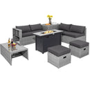 9 Pieces Patio Furniture Set with 42 Inches 60000 BTU Fire Pit by LJGDeals